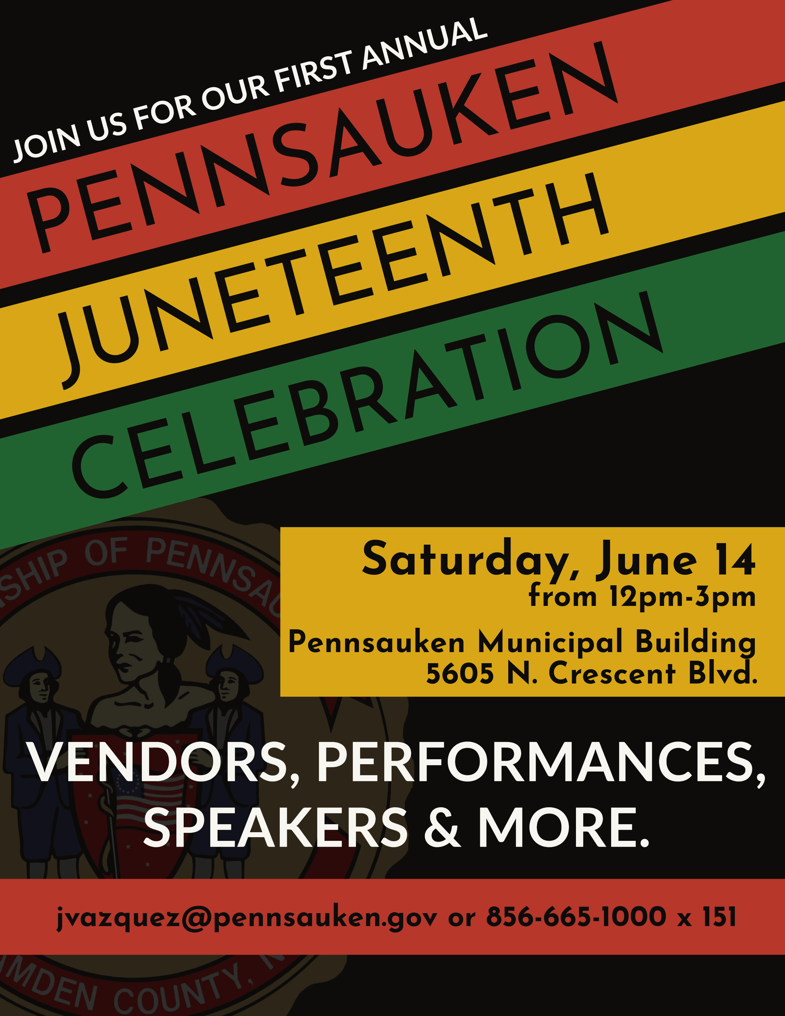 Juneteenth Celebration on June 14, 12:00 PM - 3:00 PM at Pennsauken Township Municipal Building