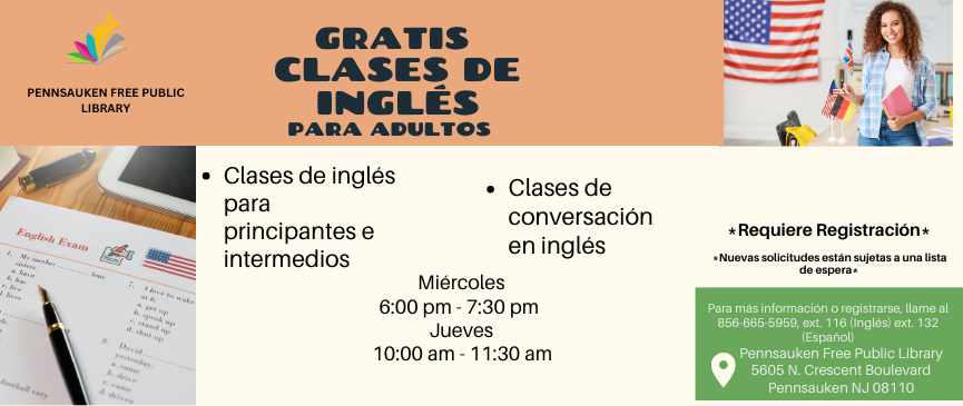ESL Wednesdays  6:00 pm - 7:30 pm  Thursdays              10:00 am - 11:30 am  