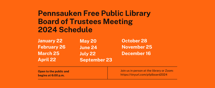 Board Meeting join either in person at the library or in Zoom.