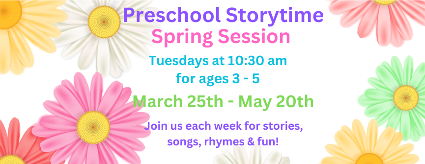 Storytime (Ages 3-5): Join Miss Susan at this weekly program that combines reading with music, multilingual skills, finger-plays, and rhymes to help little ones foster a life-long love of reading!