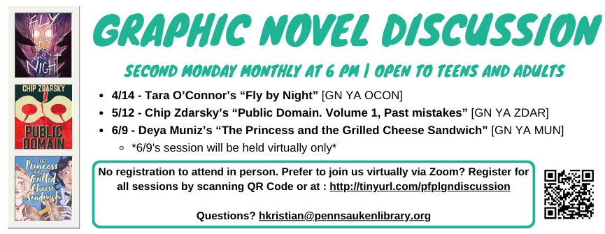 Graphic Novel Discussion on April 14 at 6pm